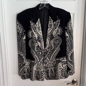Versace Black and White Paisley Print Blazer